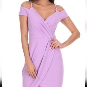 AX Paris Lilac Cold-Shoulder Wrap Dress